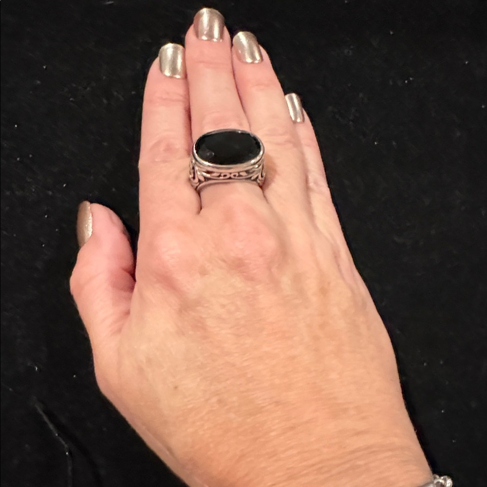 Silpada Silver Ring with Black Stone